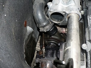 The turbo outlet (pressured) pipe has been blown off the turbo outlet.