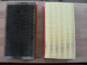 Air filter comparison, old and new.